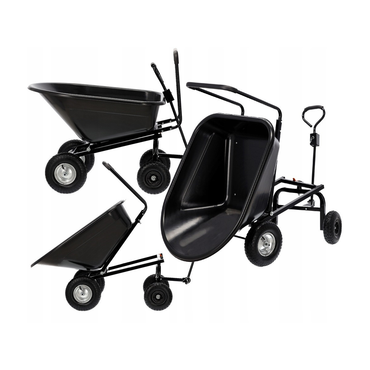 Căruț de grădină 160 l, capacitate de încărcare 300 kg, negru