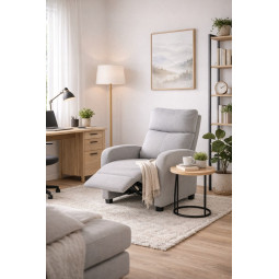 Fotoliu relaxant extensibil din material textil, gri deschis