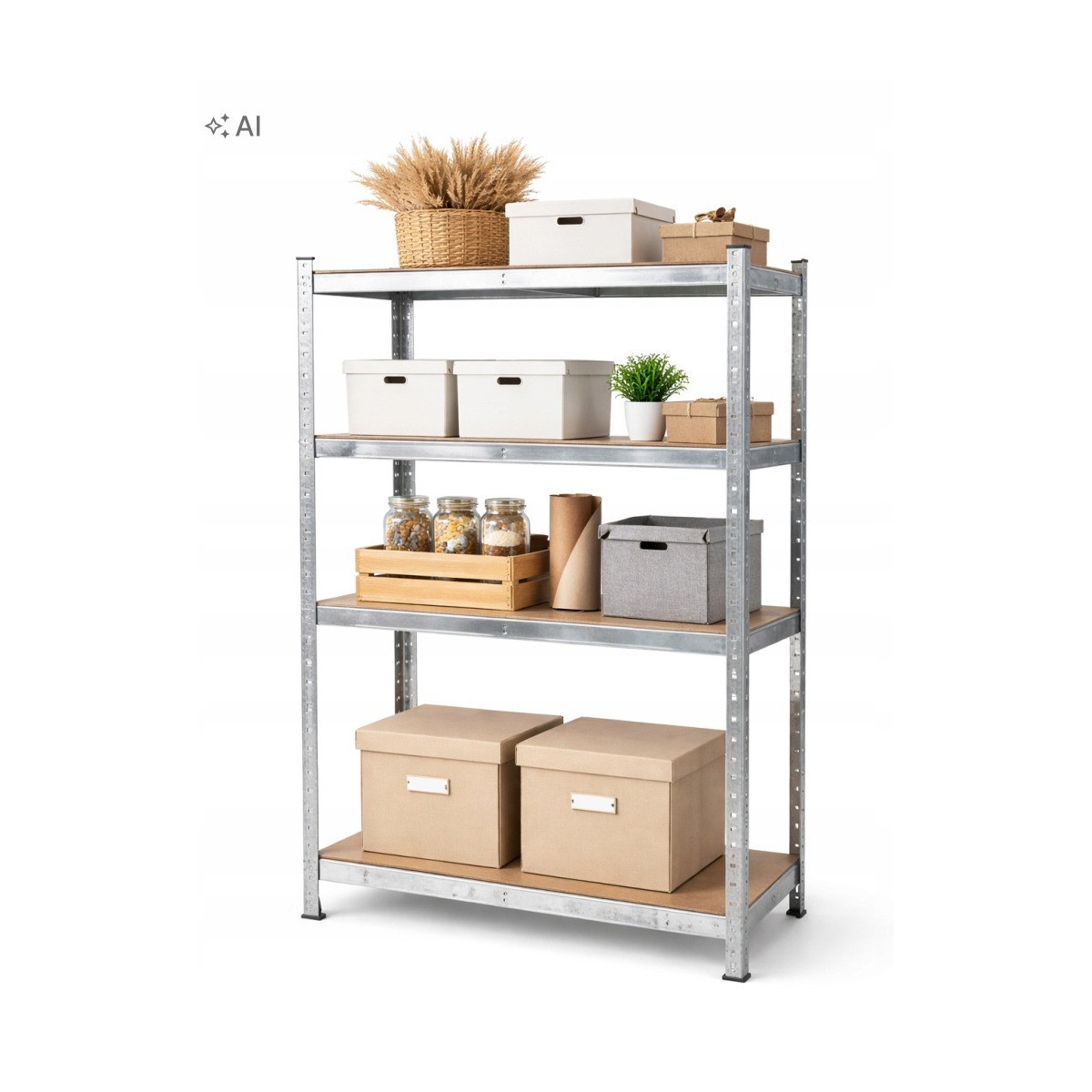 Raft metalic cu 4 polițe 150 × 70 × 30 cm - capacitate 150 kg pe poliță