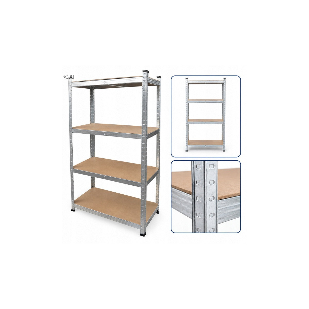 Raft metalic cu 4 polițe 150 × 70 × 30 cm - capacitate 150 kg pe poliță