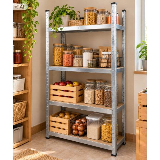 Raft metalic cu 4 polițe 150 × 70 × 30 cm - capacitate 150 kg pe poliță