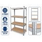 Raft metalic cu 4 polițe 150 × 70 × 30 cm - capacitate 150 kg pe poliță