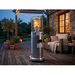 Încălzitor de terasă pe gaz 13 kW, 136 cm, din oțel inoxidabil