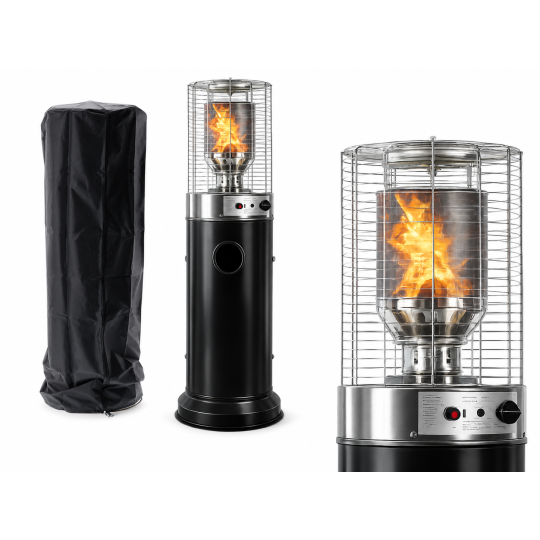 Încălzitor de terasă pe gaz 13 kW, 136 cm, negru
