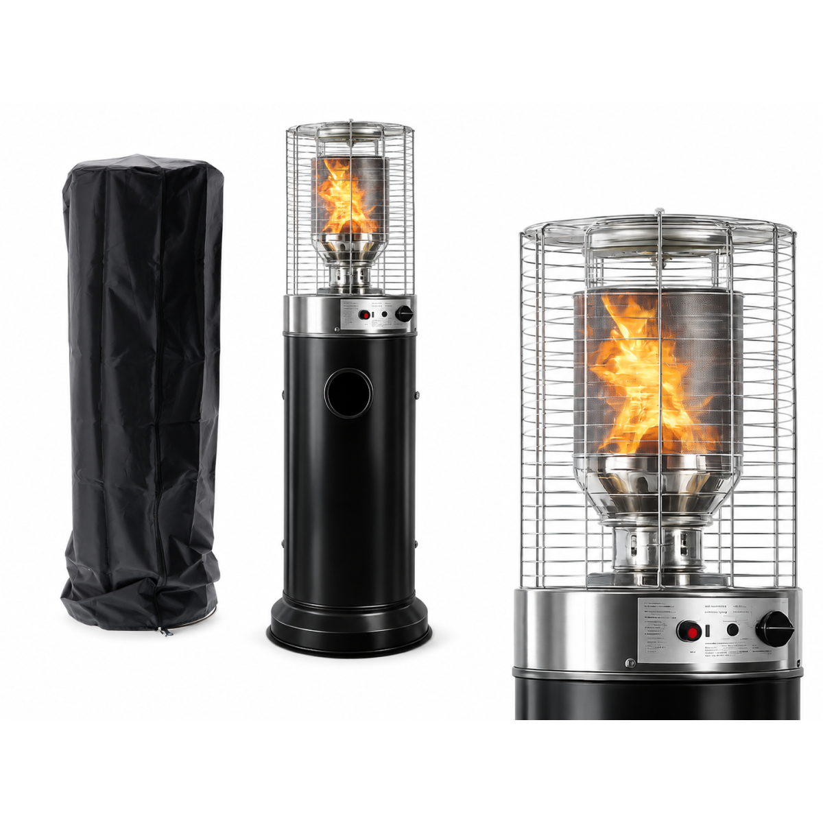 Încălzitor de terasă pe gaz 13 kW, 136 cm, negru