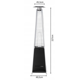 Încălzitor de terasă pe gaz 13 kW, 227 cm, negru