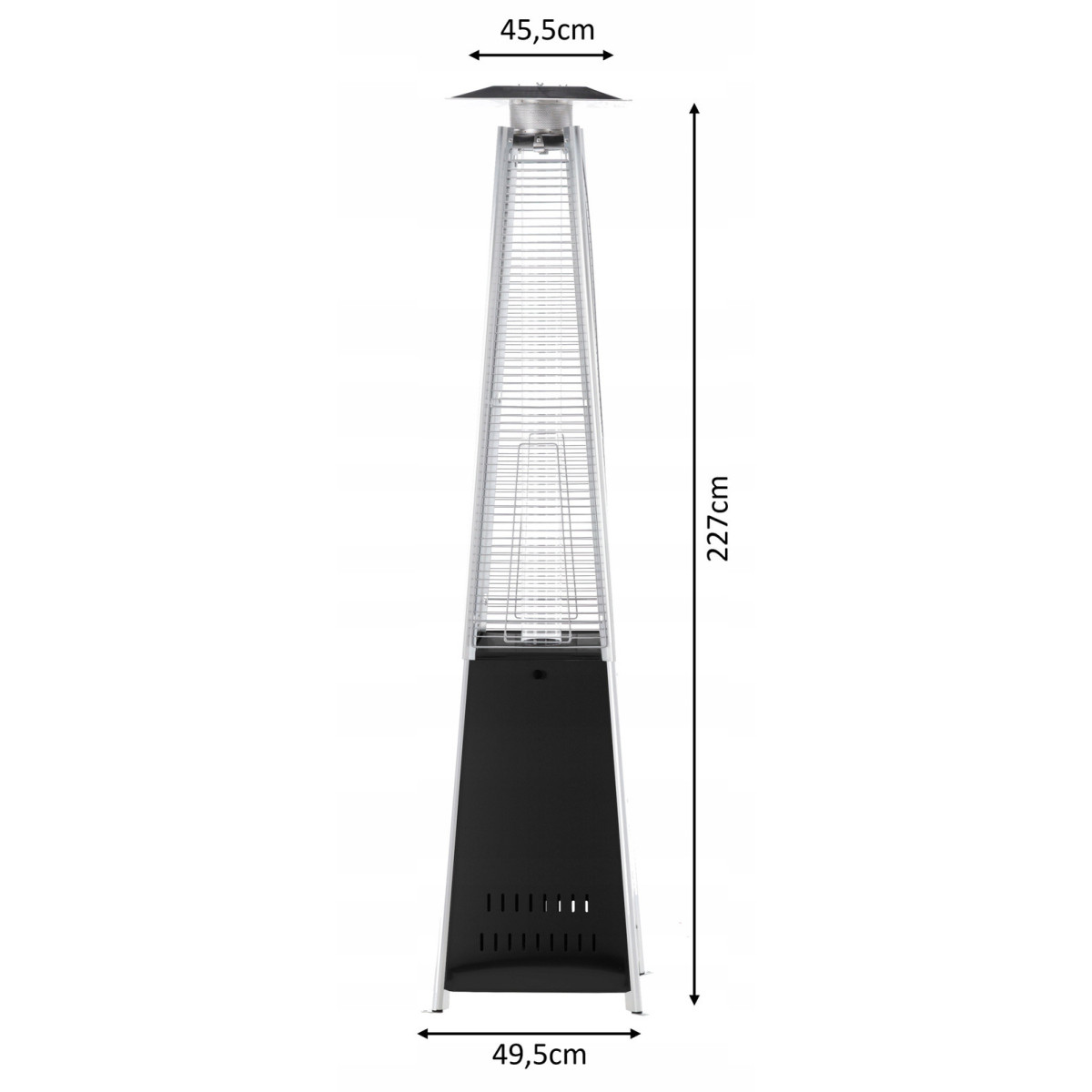 Încălzitor de terasă pe gaz 13 kW, 227 cm, negru