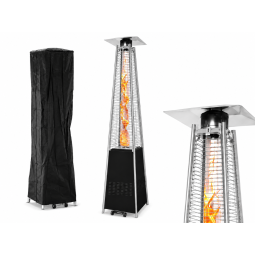 Încălzitor de terasă pe gaz 13 kW, 227 cm, negru