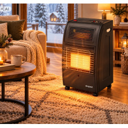 Încălzitor pe gaz și electric 2-în-1 4200 W + 1500 W cu ventilator, negru