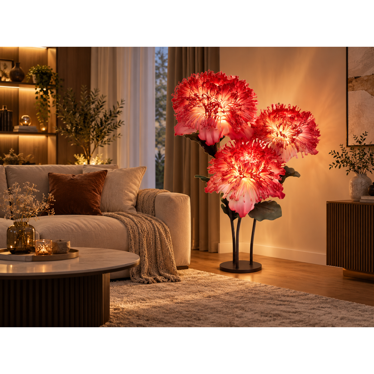 Decorațiune florală LED Lumina Bloom 1,5 m - 3 flori