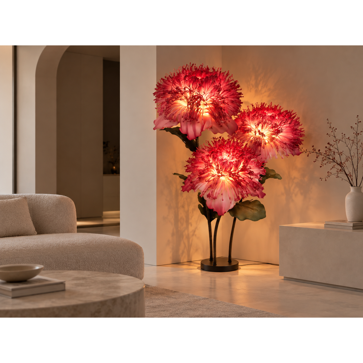Decorațiune florală LED Lumina Bloom 1,5 m - 3 flori
