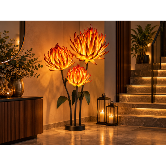 Decorațiune florală LED Artișoc 1,5 m - 3 flori