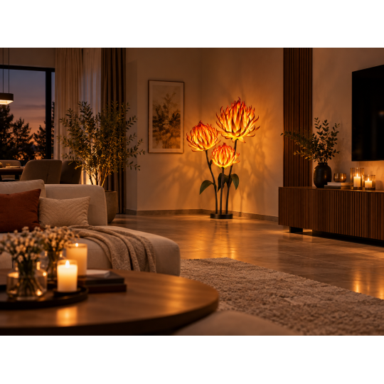 Decorațiune florală LED Artișoc 1,5 m - 3 flori