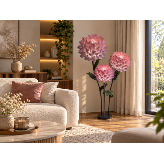 Decorațiune florală LED Dalia 1,5 m - 3 flori
