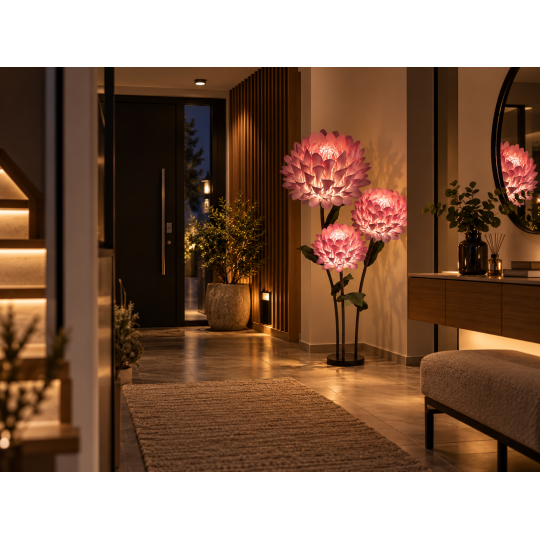 Decorațiune florală LED Dalia 1,5 m - 3 flori