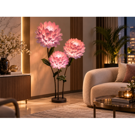 Decorațiune florală LED Dalia 1,5 m - 3 flori