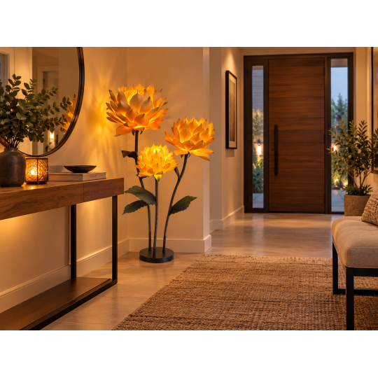 LED decorație florală Magnolie 1,5 m - 3 flori