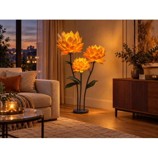 LED decorație florală Magnolie 1,5 m - 3 flori