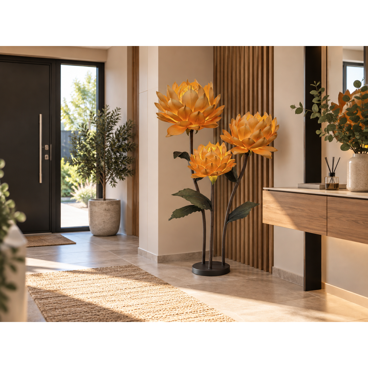 LED decorație florală Magnolie 1,5 m - 3 flori