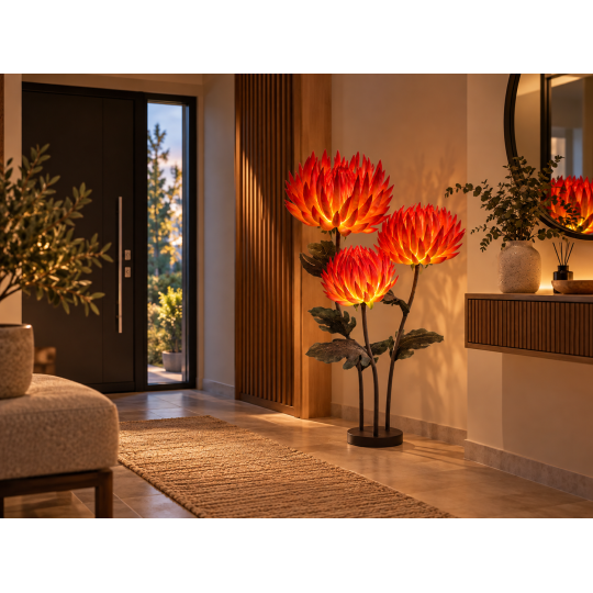 Decorațiune LED florală Floarea de foc 1,5 m - 3 flori