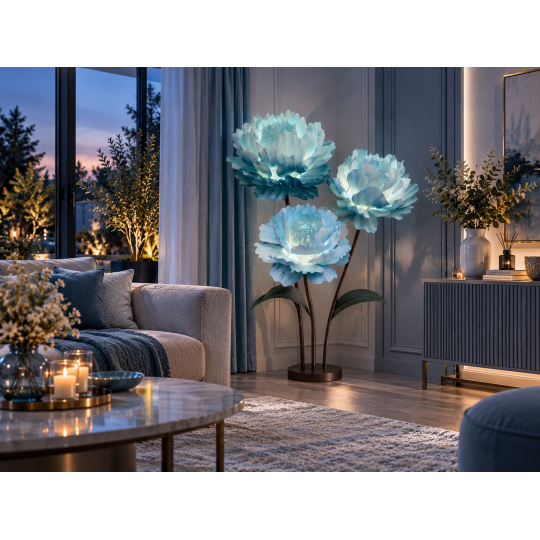 Decorațiune florală LED Bujor 1,5 m - 3 flori