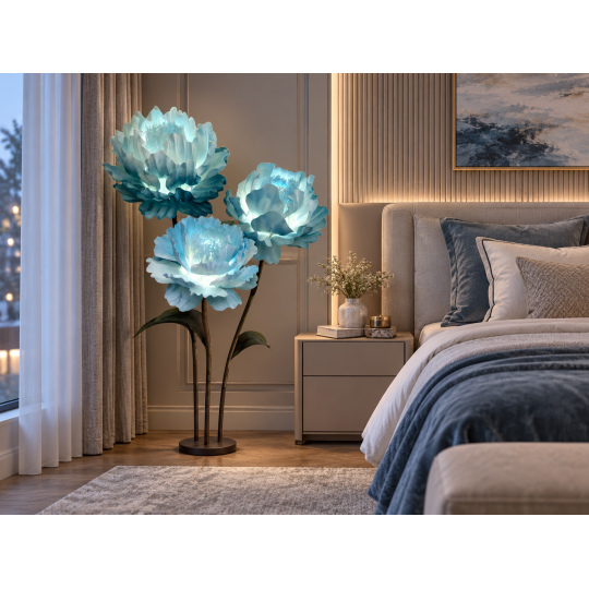 Decorațiune florală LED Bujor 1,5 m - 3 flori
