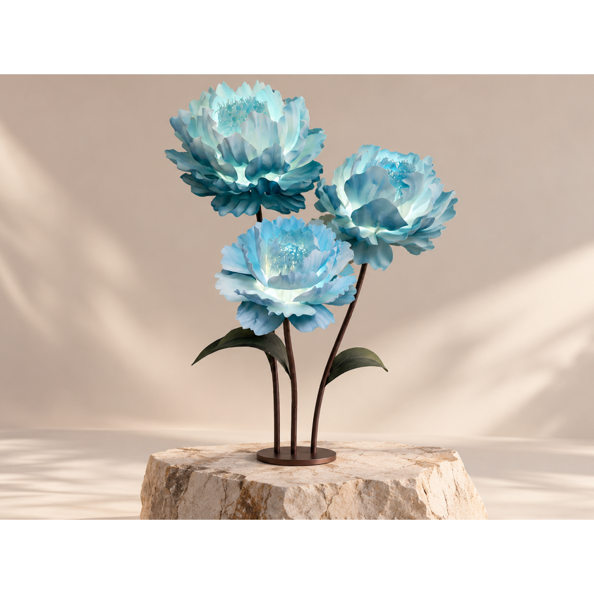 Decorațiune florală LED Bujor 1,5 m - 3 flori