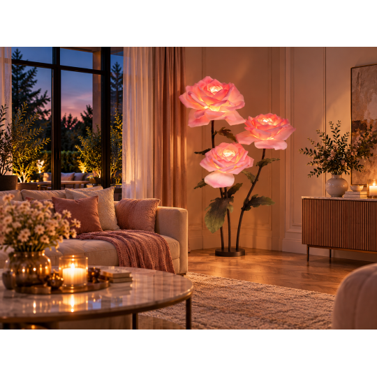 Decorațiune florală LED Trandafir 1,8 m - 3 flori