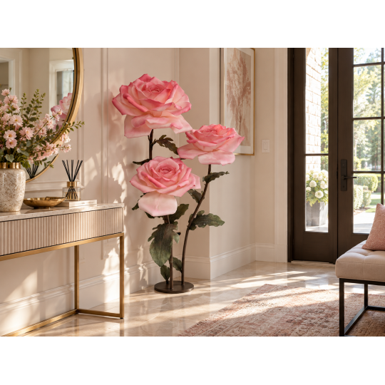 Decorațiune florală LED Trandafir 1,8 m - 3 flori