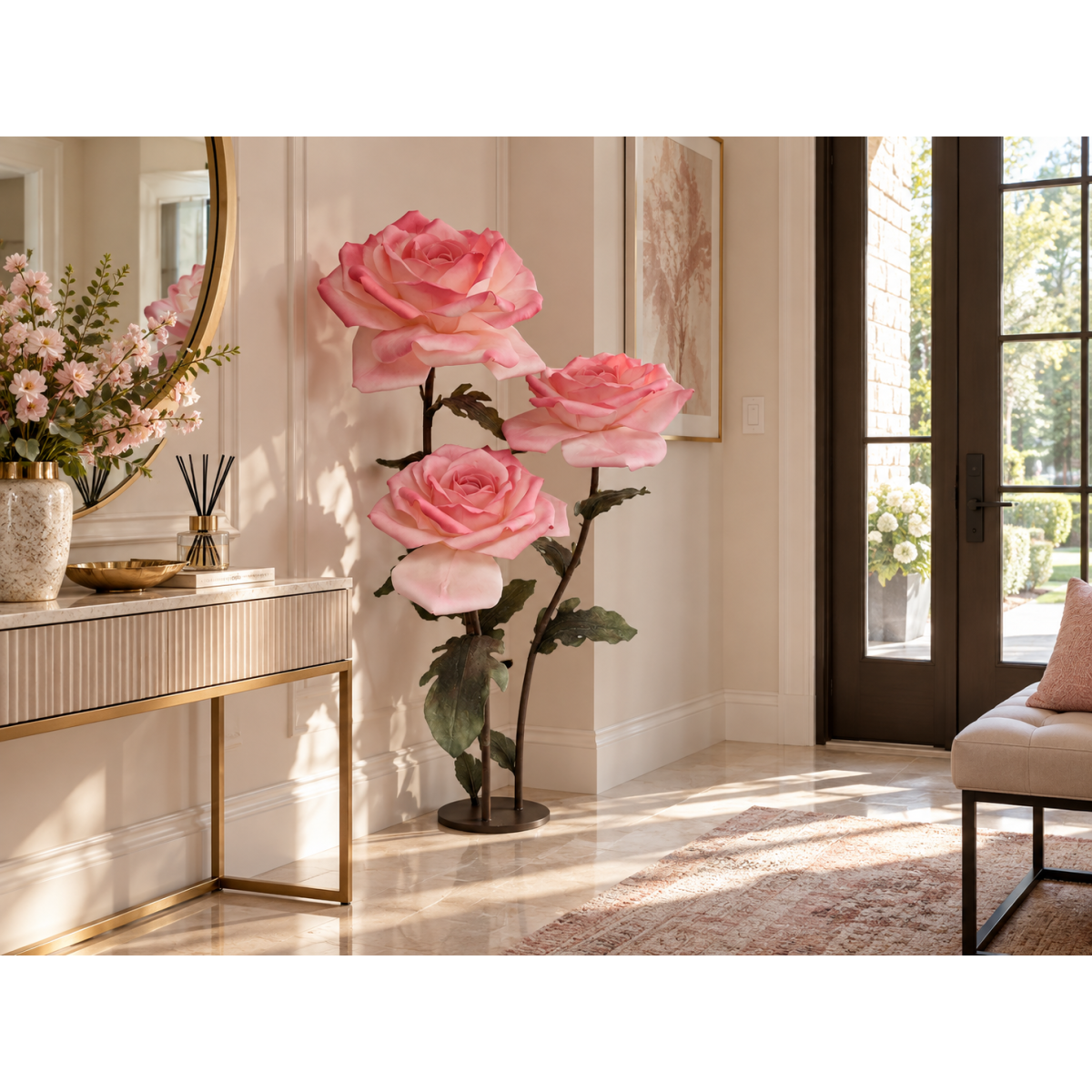 Decorațiune florală LED Trandafir 1,8 m - 3 flori