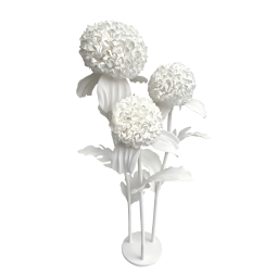Decorațiune florală LED 3D Crizantemă 1,5 m - 3 flori albe