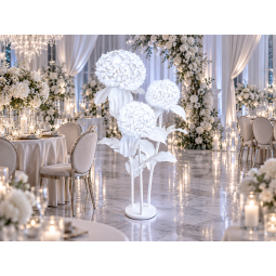 Decorațiune florală LED 3D Crizantemă 1,5 m - 3 flori albe