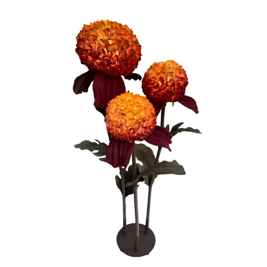 Decorațiune florală LED Crizantemă 1,5 m - 3 flori