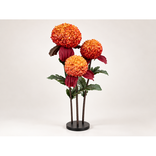 Decorațiune florală LED Crizantemă 1,5 m - 3 flori