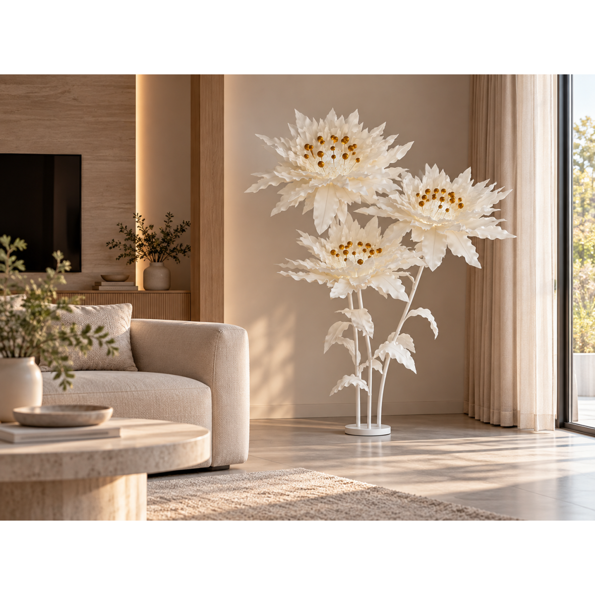 Decorațiune florală LED Floare stelară 2,1 m - 3 flori