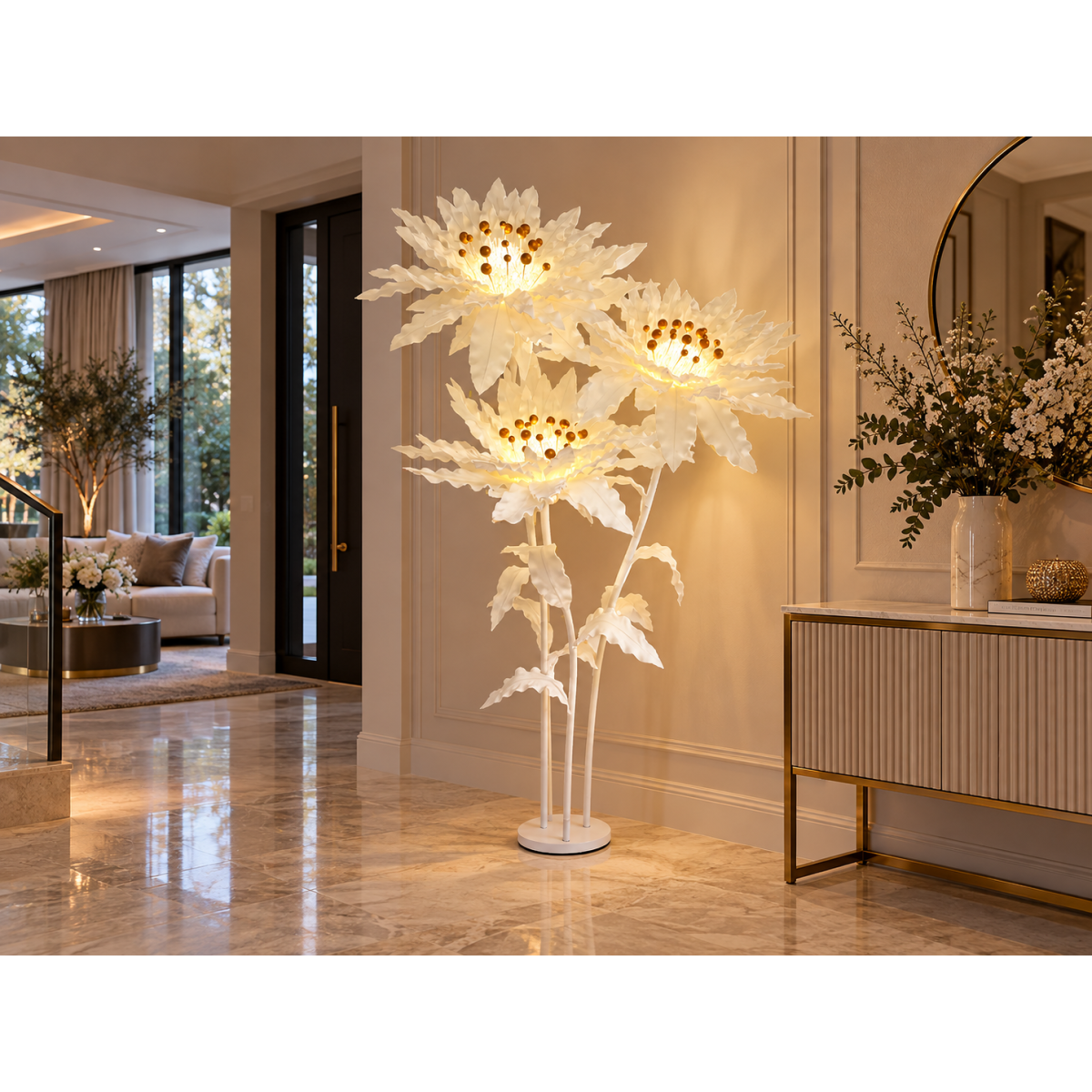 Decorațiune florală LED Floare stelară 2,1 m - 3 flori