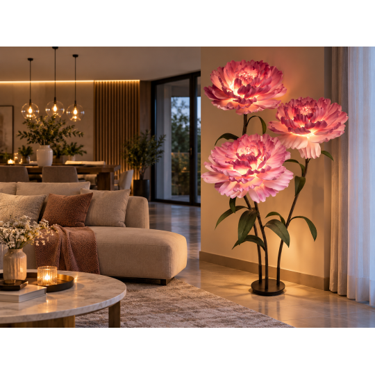 Decorațiune florală LED Bujor 2,1 m - 3 flori