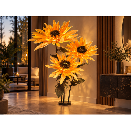 LED decorațiune florală Floarea-soarelui 1,8 m - 3 flori