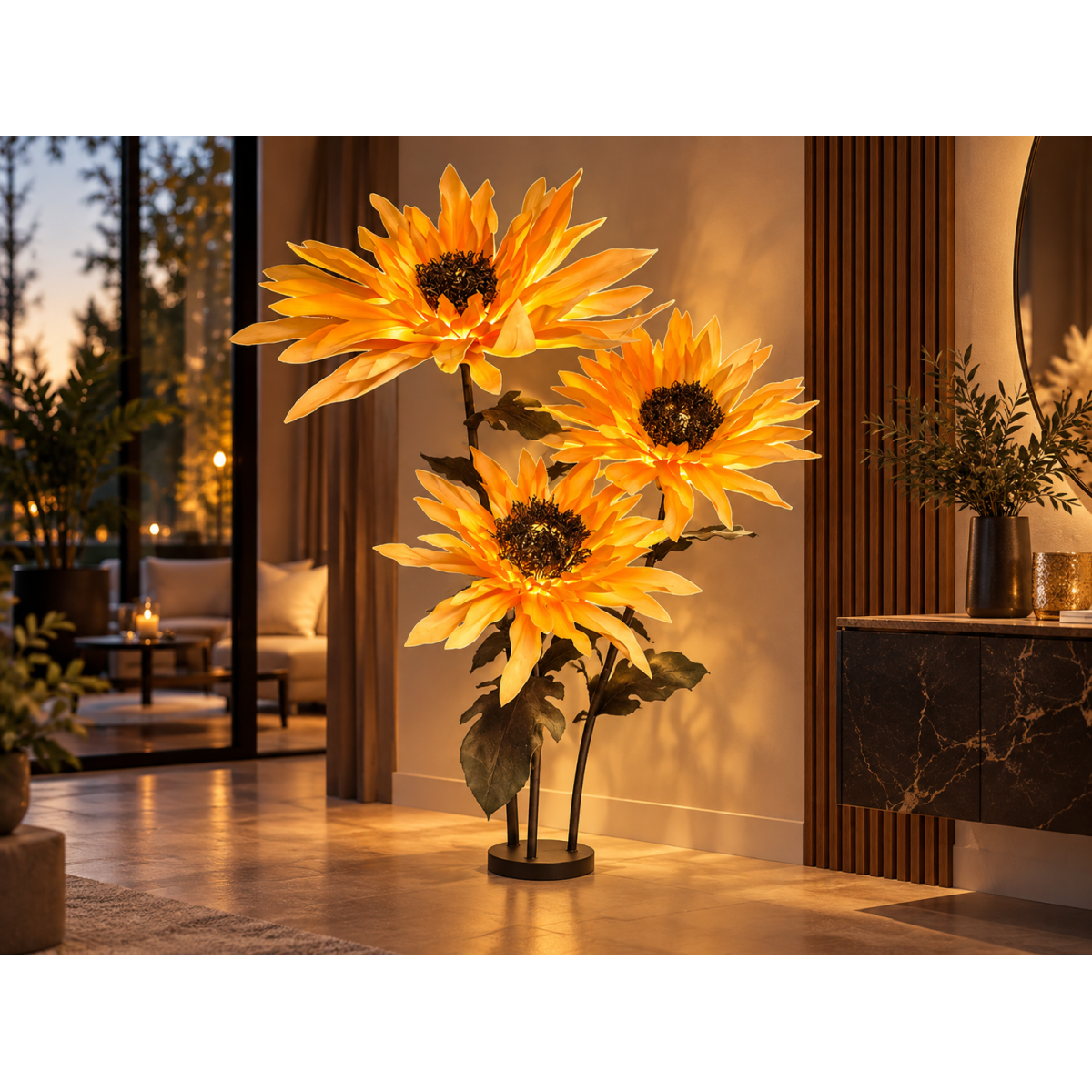 LED decorațiune florală Floarea-soarelui 1,8 m - 3 flori