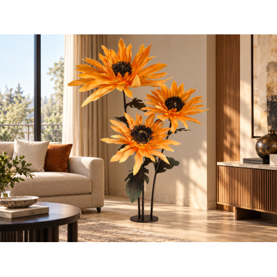 LED decorațiune florală Floarea-soarelui 1,8 m - 3 flori