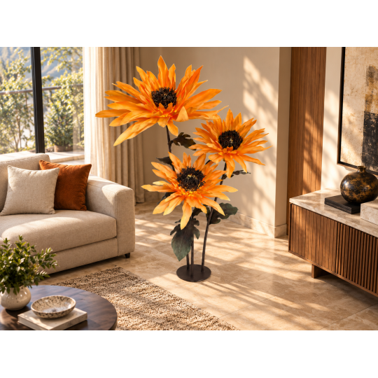 LED decorațiune florală Floarea-soarelui 1,8 m - 3 flori