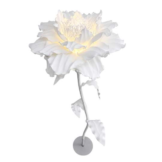 Decorațiune florală LED bujor chinezesc 1,5 m, albă