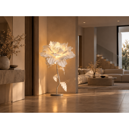 Decorațiune florală LED bujor chinezesc 1,5 m, albă