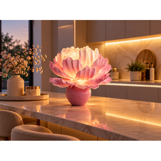 Decorațiune florală LED Bujor în ghiveci 45 × 35 cm