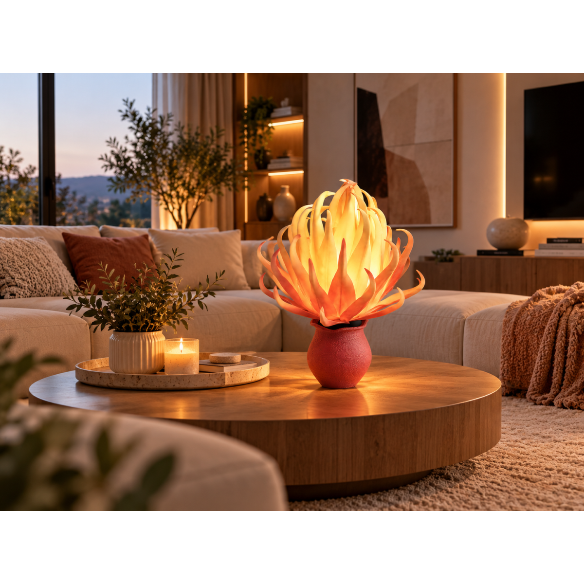 Decorațiune LED Aloe vera în ghiveci 45 × 25 cm