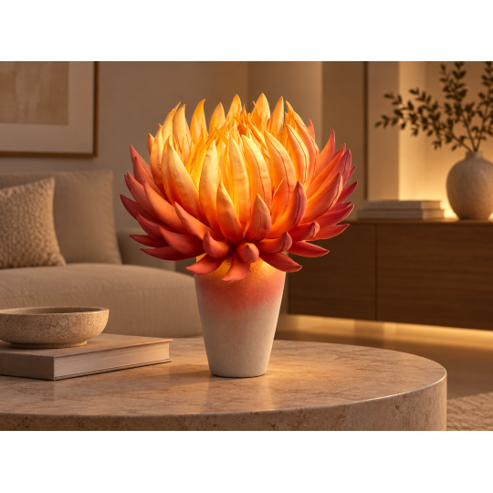 Decorațiune LED florală Floarea de foc în ghiveci 65 × 40 cm