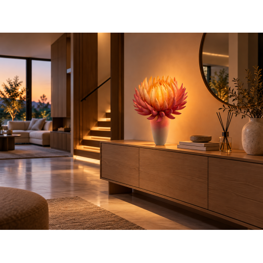 Decorațiune LED florală Floarea de foc în ghiveci 65 × 40 cm