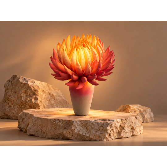 Decorațiune LED florală Floarea de foc în ghiveci 65 × 40 cm