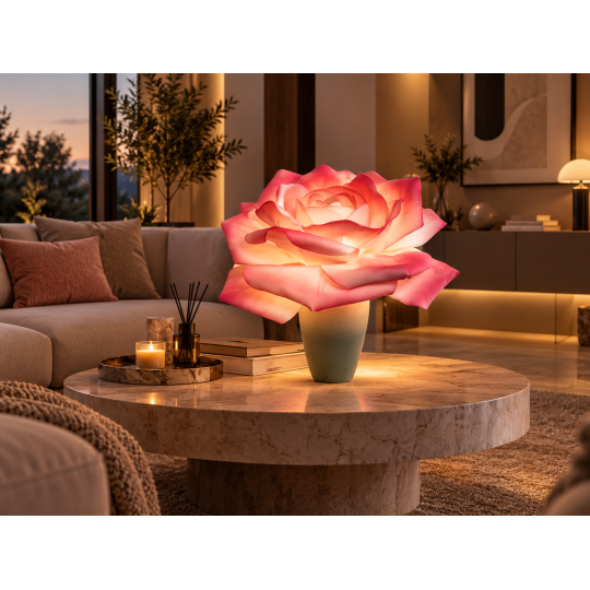 Decorațiune florală LED Trandafir în ghiveci 65 × 50 cm