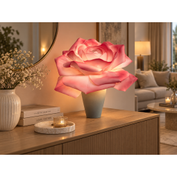 Decorațiune florală LED Trandafir în ghiveci 65 × 50 cm